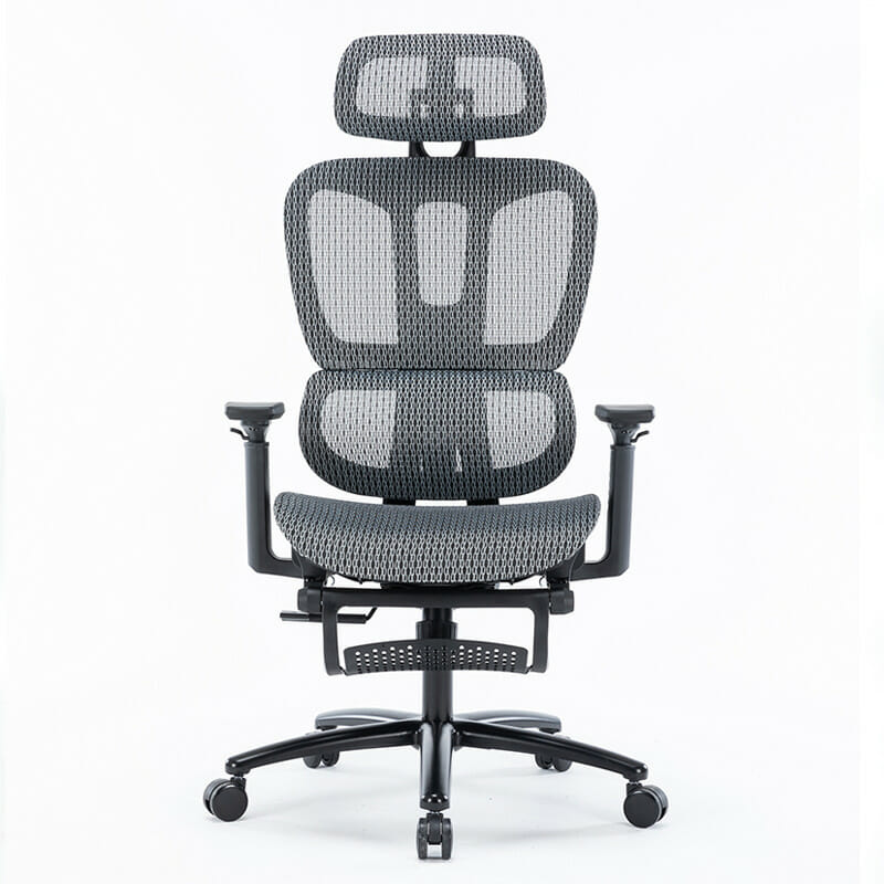 Silla Ejecutiva Nexus Mesh Gris – Ergonómica con Cabecera Ajustable y Descansa Pies Integrado