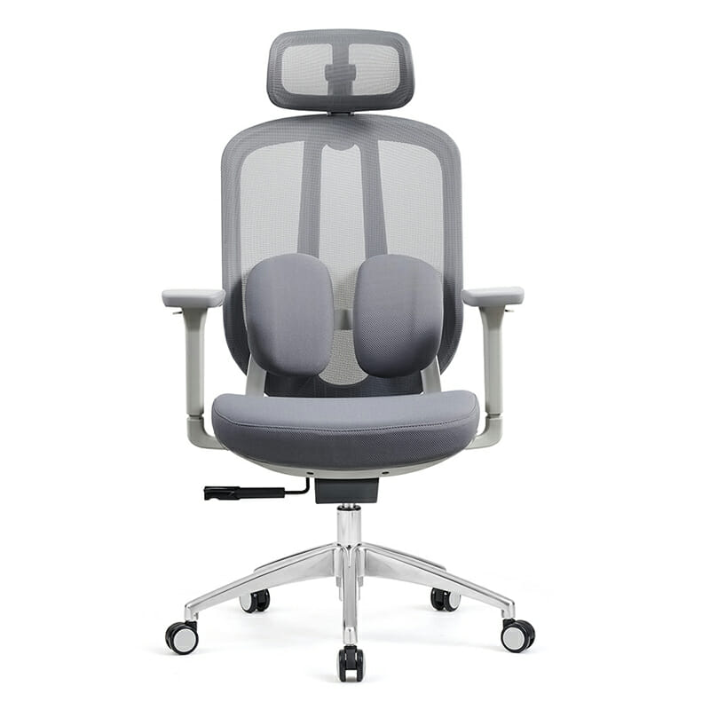 Silla Ejecutiva Organic Mesh Gris – Ergonómica con Cabecera Ajustable y Base Cromada