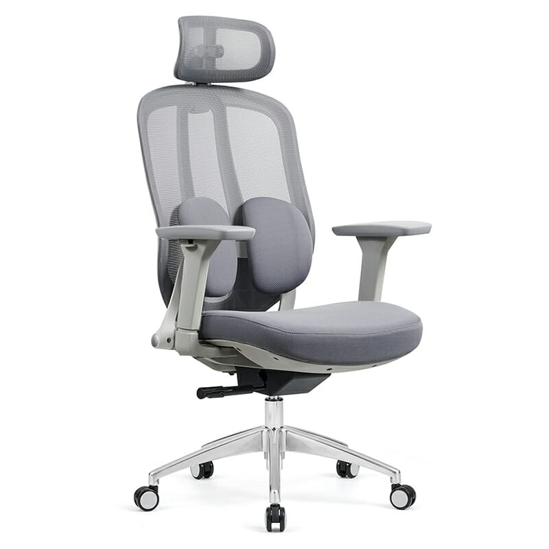 Silla Ejecutiva Organic Mesh Gris – Ergonómica con Cabecera Ajustable y Base Cromada