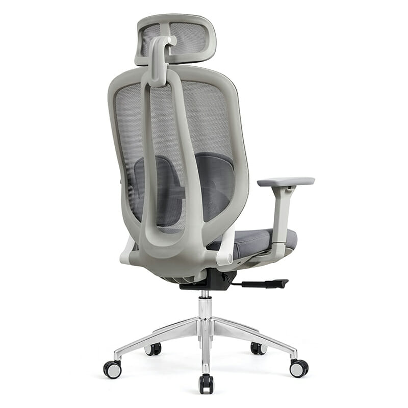 Silla Ejecutiva Organic Mesh Gris – Ergonómica con Cabecera Ajustable y Base Cromada