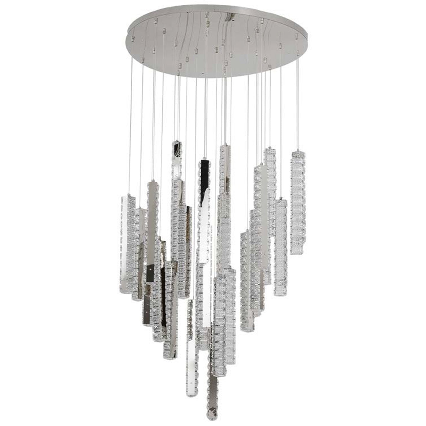 Candil Decorativo 2CLAT123 – Impacto Visual en Cromo y Cristal para Espacios de Gran Altura