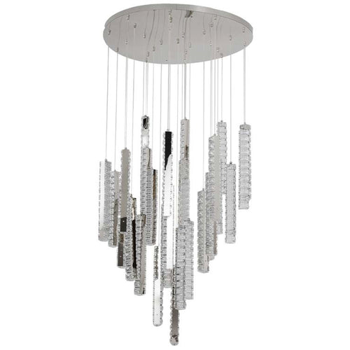 Candil Decorativo 2CLAT123 – Impacto Visual en Cromo y Cristal para Espacios de Gran Altura
