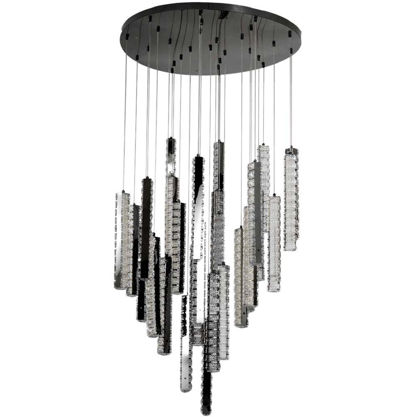 Candil Decorativo 2CLAT137 – Lujo en Negro Cromado con Cristal para Doble Altura