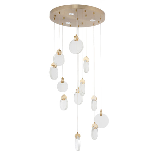 Candil Decorativo 2CLAT32 – Diseño Escultural en Dorado con Vidrio para Doble Altura