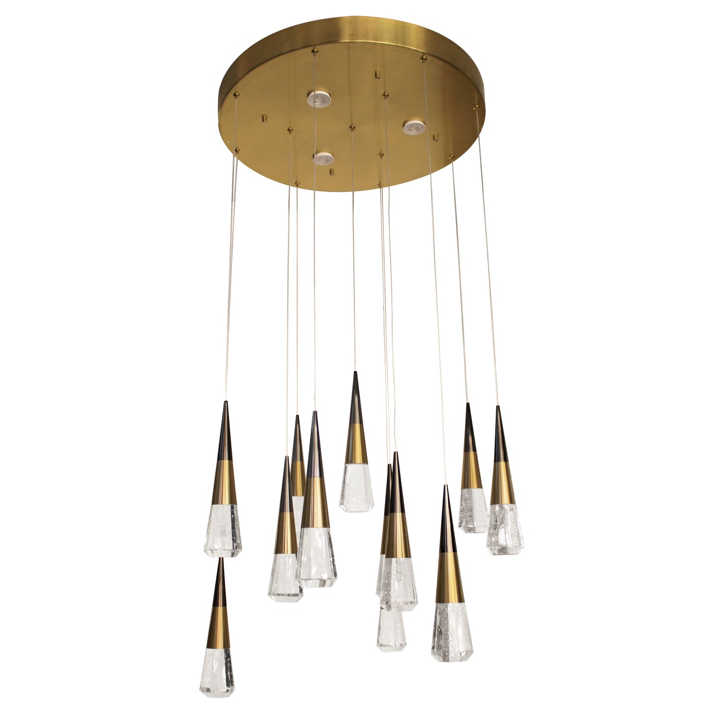 Candil Decorativo 2CLAT63 – Diseño Cónico en Dorado y Negro para Doble Altura