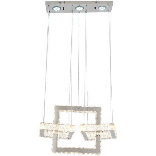 Candil Decorativo 2CLAT78 – Aros Geométricos LED en Cromo con Cristal Ámbar para Doble Altura