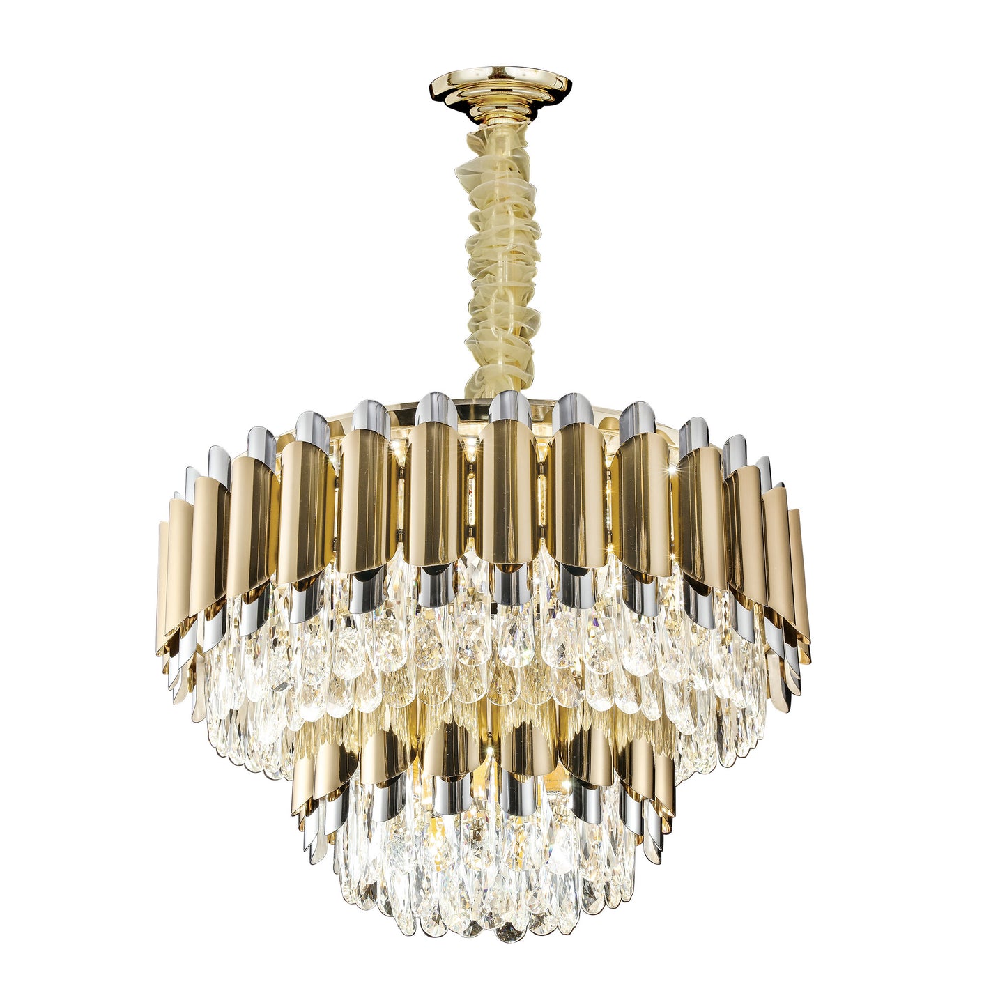 Candil Decorativo 2CLOC06 – Diseño Clásico con Cristales en Cromo y Dorado para Espacios Elegantes