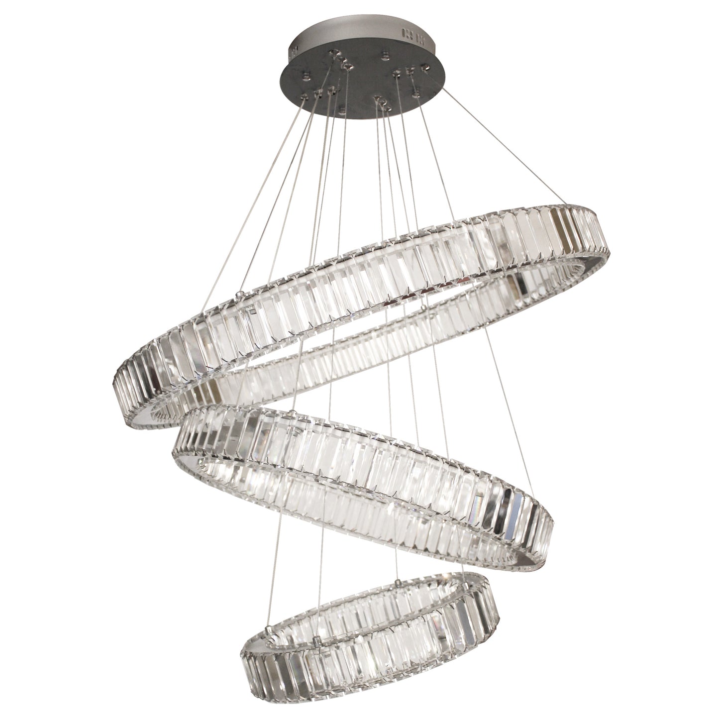 Candil Colgante 2CLOC16 – Elegancia Moderna en Cromo con Cristales y LED Integrado