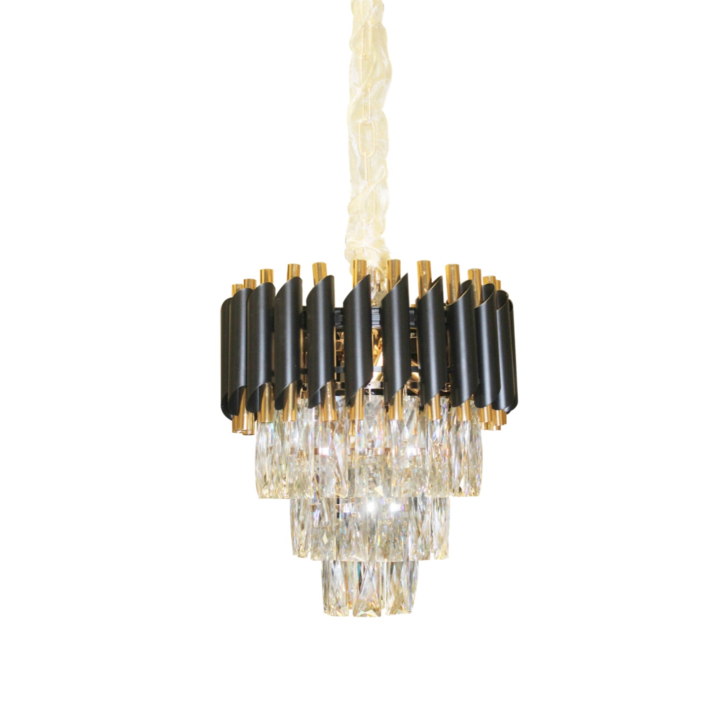 Candil Decorativo 2CLWL18 – Estilo Clásico en Negro y Dorado con Cristales para Espacios Elegantes