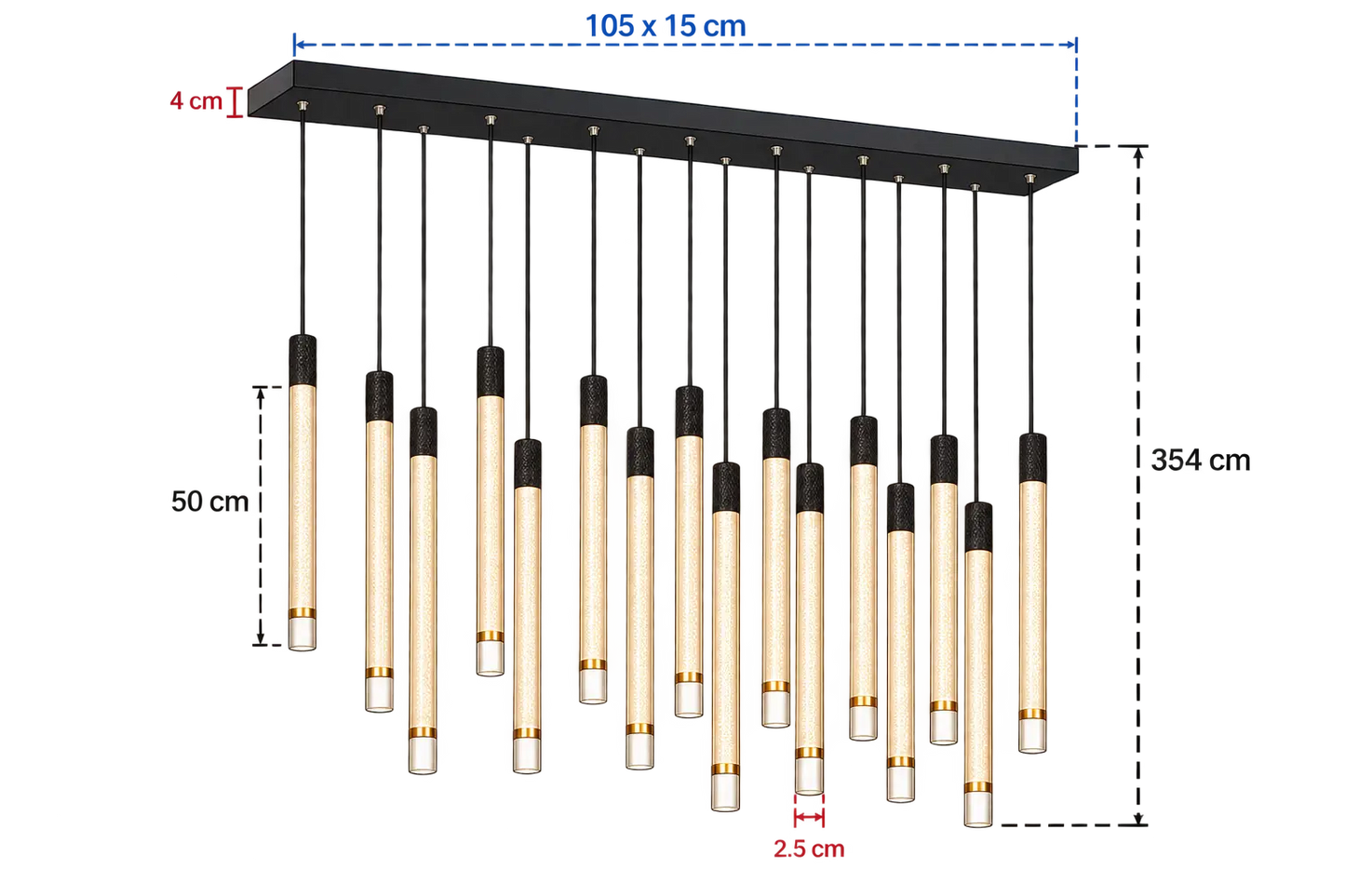 Candil Minimalista CLASSCL00250 Negro y Dorado Class Iluminación