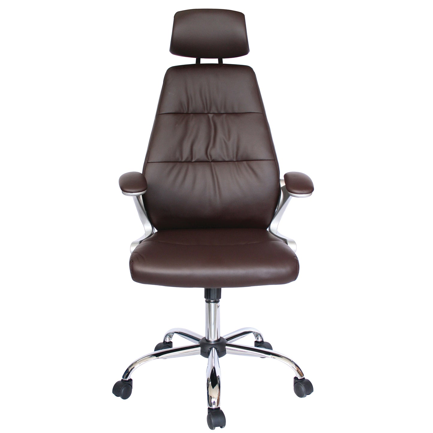 Silla Ejecutiva Módena Café – Ergonómica con Respaldo Fijo y Base Cromada