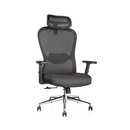 Silla Ejecutiva Athelier OHE-905 Negra – Ergonomía Avanzada con Cabecera y Espuma de Alta Densidad