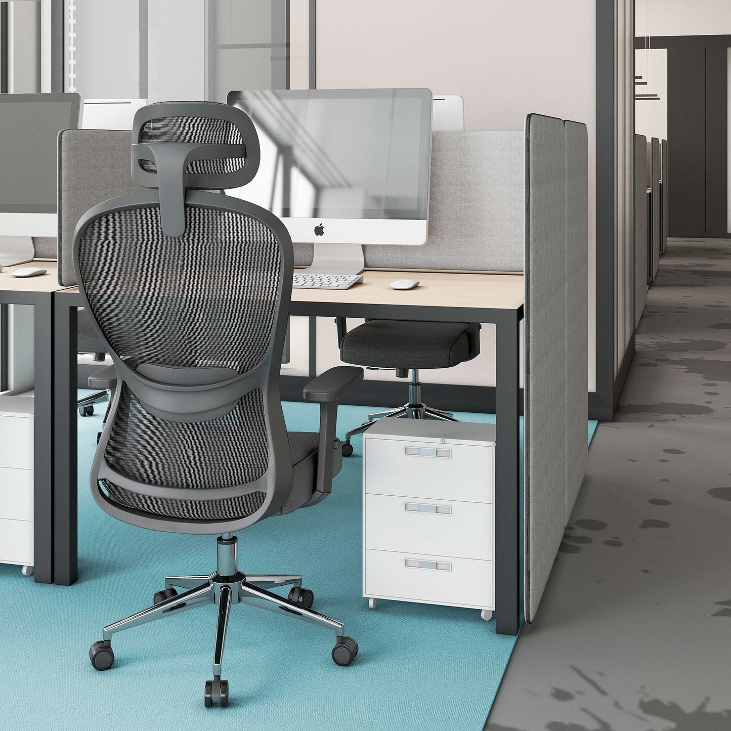 Silla Ejecutiva Athelier OHE-905 Negra – Ergonomía Avanzada con Cabecera y Espuma de Alta Densidad