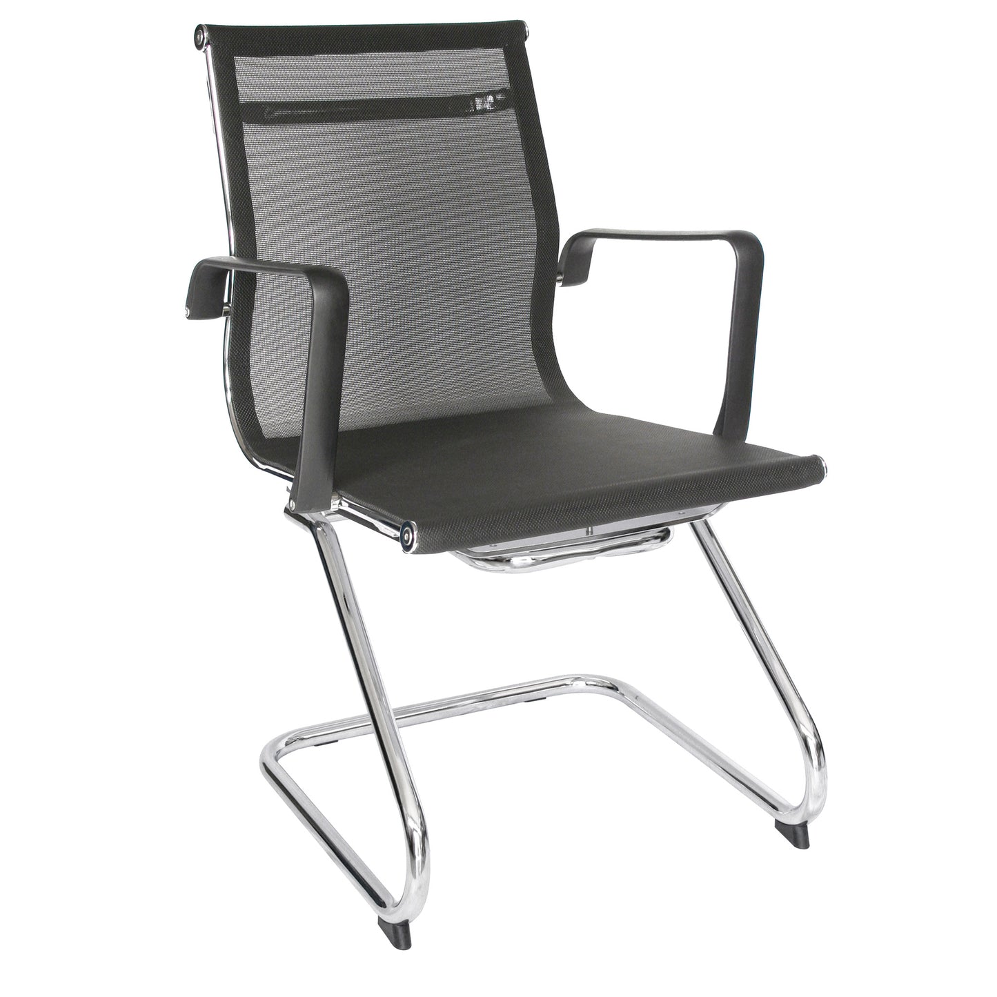 Silla de Visita Travis OHV-298 Negra – Diseño Ejecutivo en Malla con Estructura Tipo Trineo