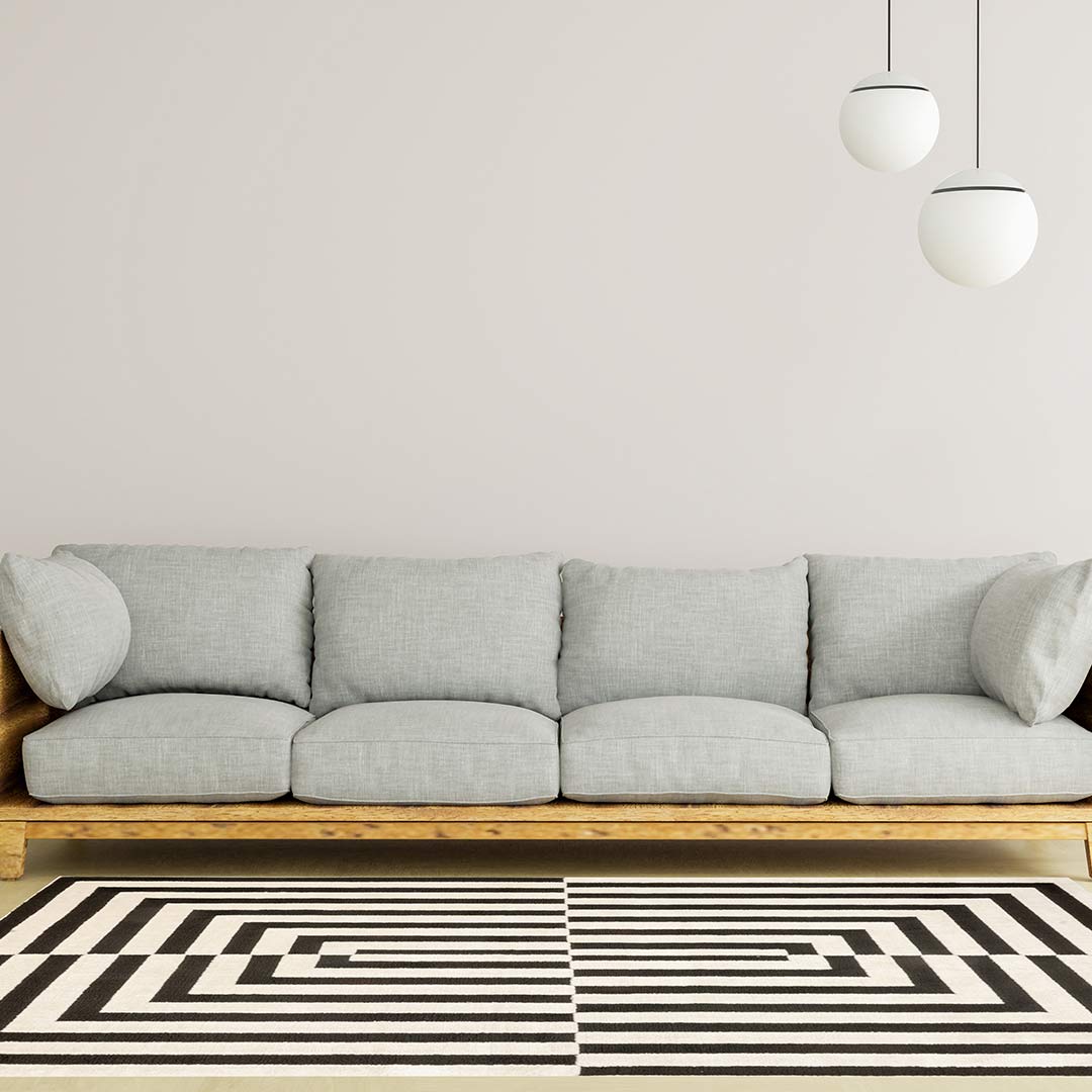 Tapete Decorativo Optika T9046 Crema / Negro – Geométrico · Interior