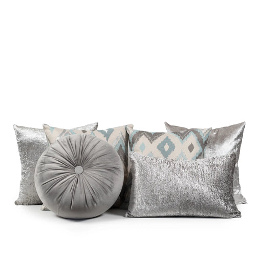 Set 6 Cojines Decorativos A&A Plateado — Sofisticación Metálica Contemporánea · Interior