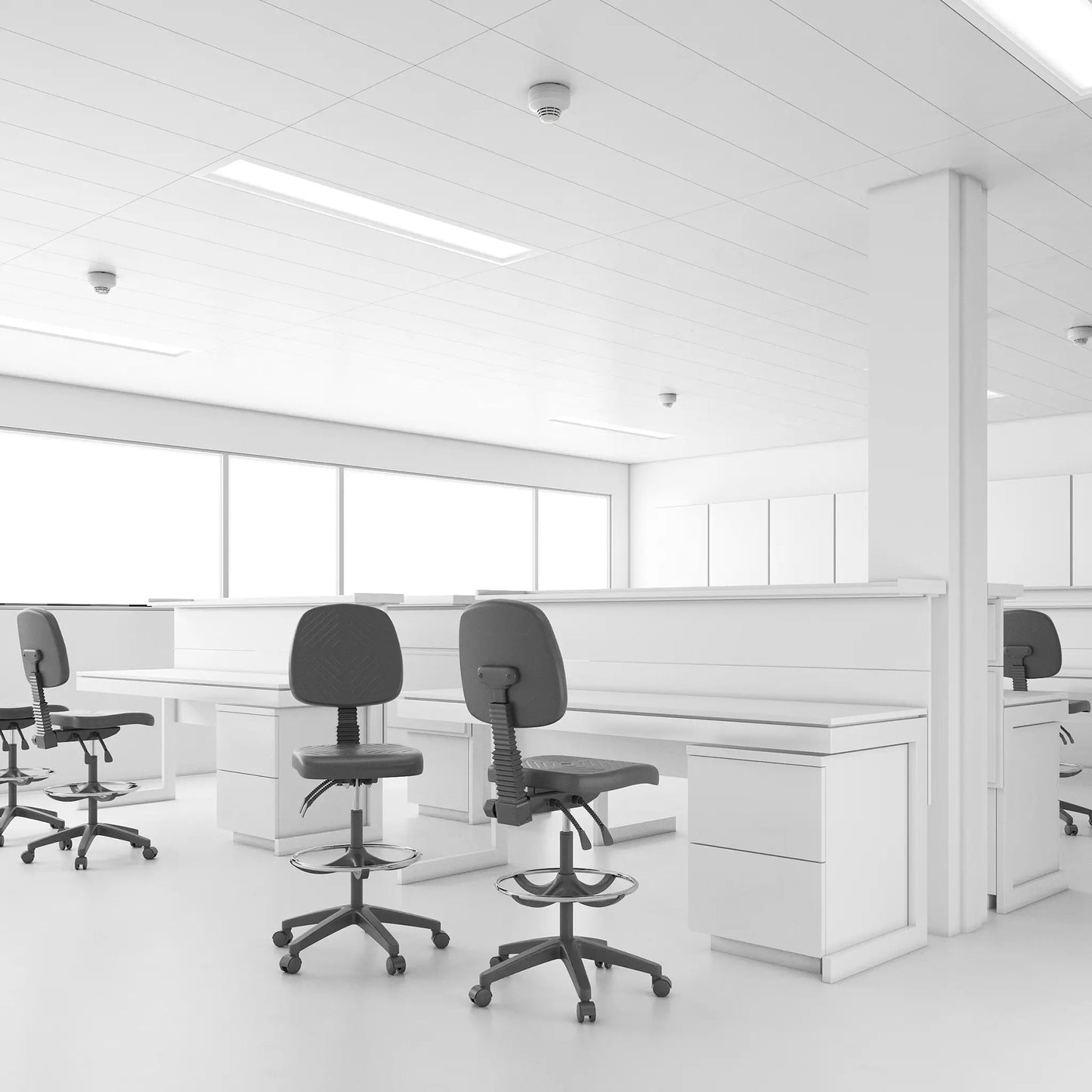 Silla Industrial Heavy Duty OHI-46 Aro Cromado – Estaciones Elevadas con Máxima Estabilidad