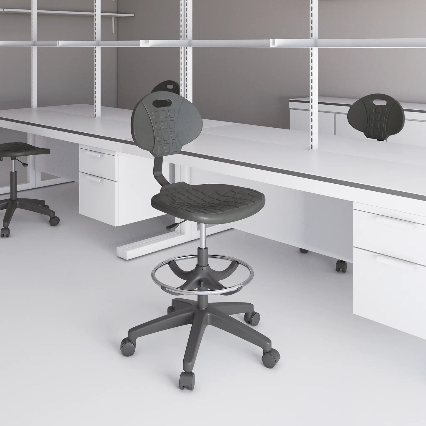 Silla Industrial Heavy Duty OHI-48 Aro Cromado – Confort Elevado y Trabajo Continuo