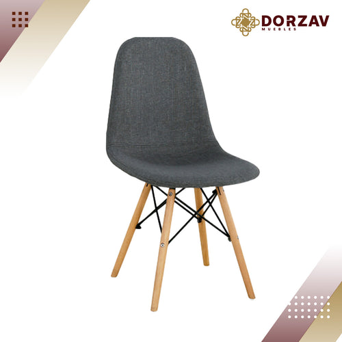 Silla Koda Tela Gris Patas Natural