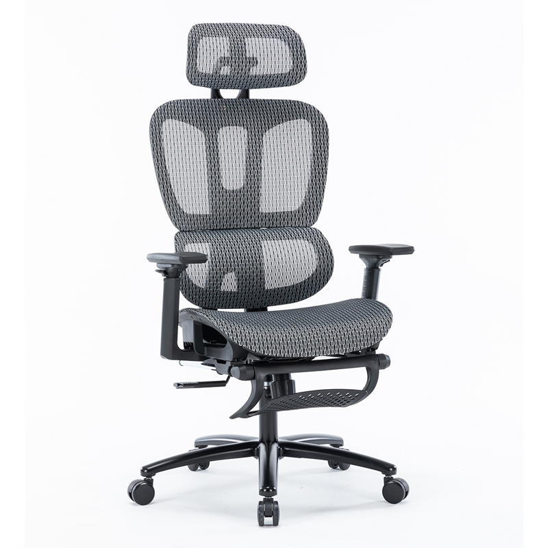 Silla Ejecutiva Nexus Mesh Gris – Ergonómica con Cabecera Ajustable y Descansa Pies Integrado