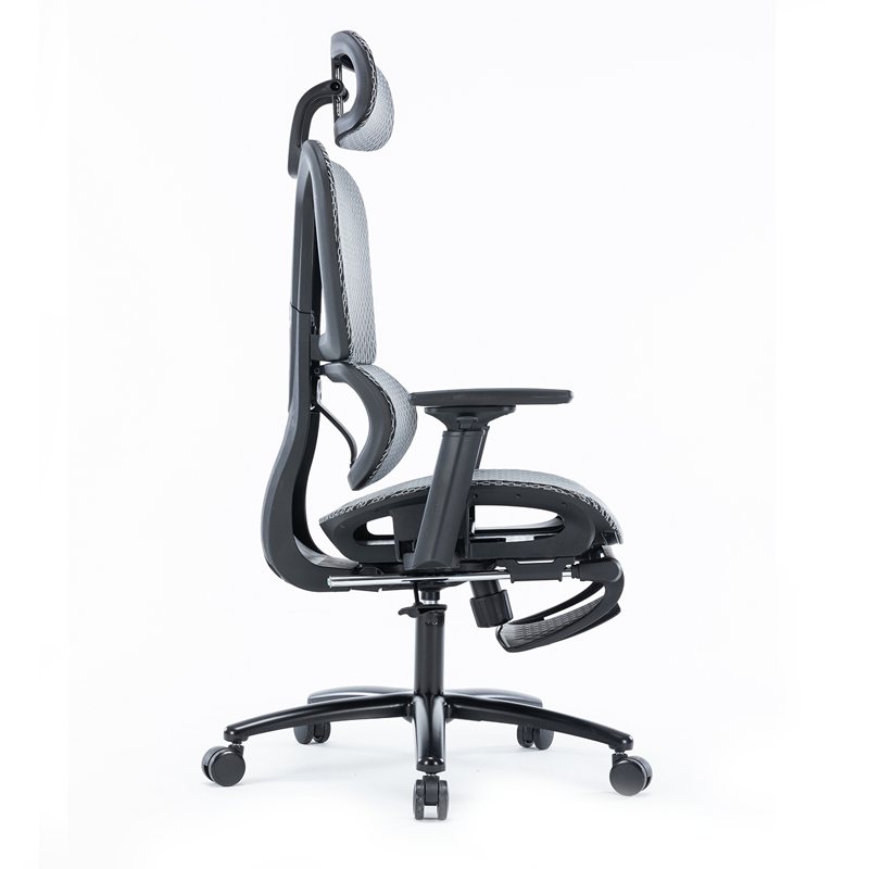 Silla Ejecutiva Nexus Mesh Gris – Ergonómica con Cabecera Ajustable y Descansa Pies Integrado