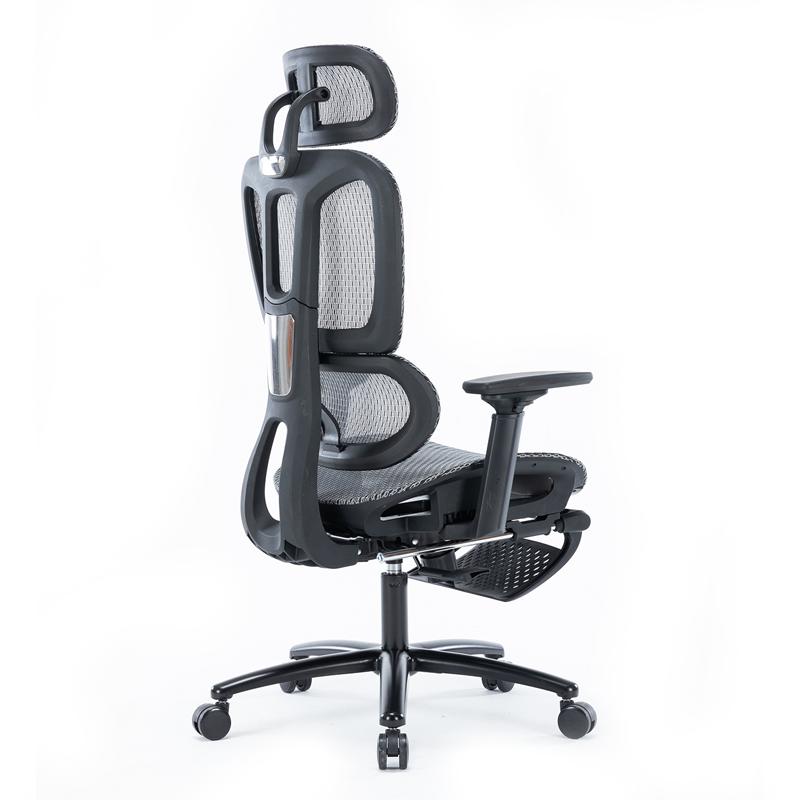 Silla Ejecutiva Nexus Mesh Gris – Ergonómica con Cabecera Ajustable y Descansa Pies Integrado