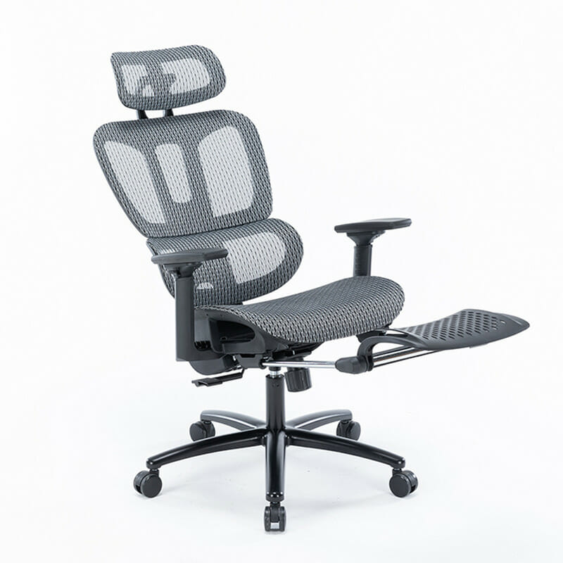 Silla Ejecutiva Nexus Mesh Gris – Ergonómica con Cabecera Ajustable y Descansa Pies Integrado