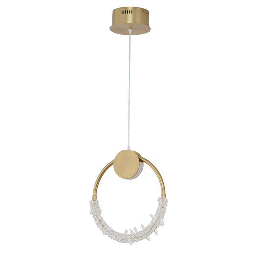 Candil Decorativo 2CLAT19 – Aro Moderno en Dorado con Cristal para Espacios Estilizados