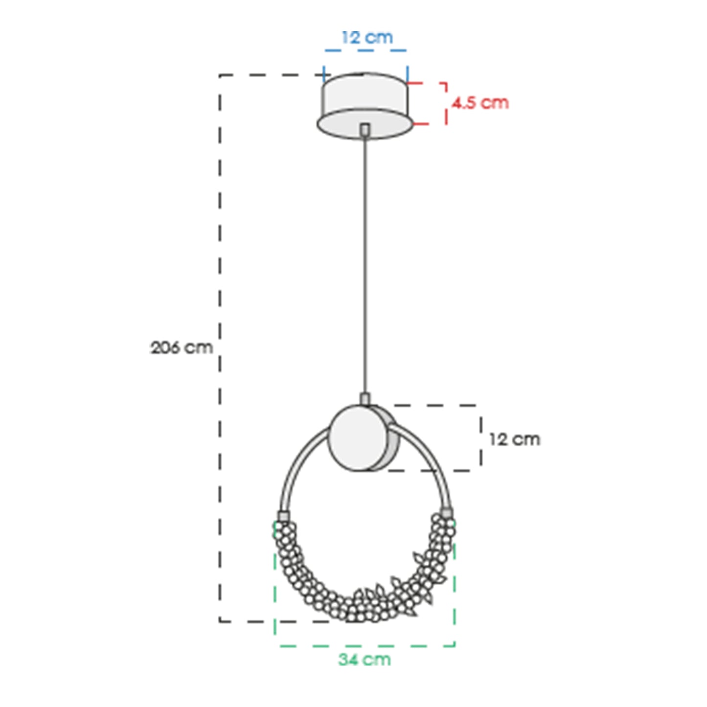 Candil Decorativo 2CLAT19 – Aro Moderno en Dorado con Cristal para Espacios Estilizados