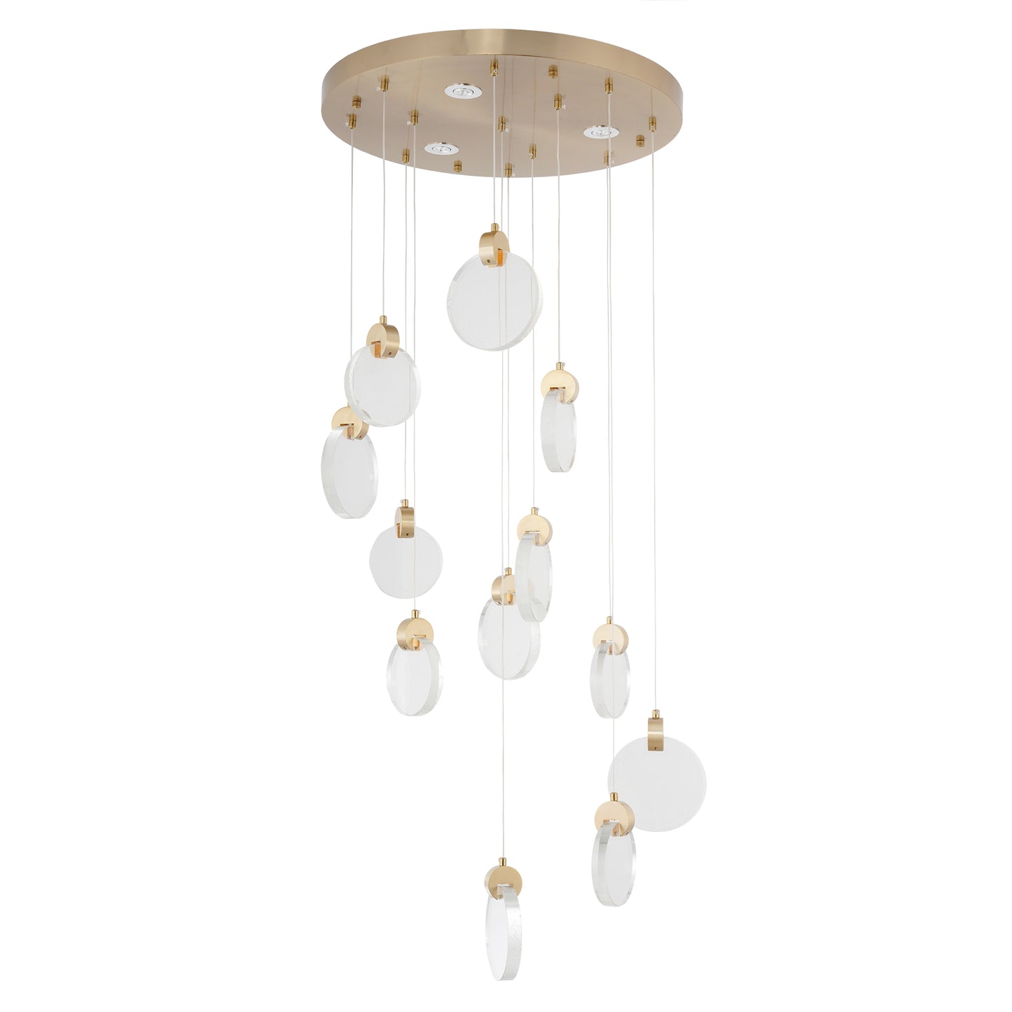 Candil Decorativo 2CLAT32 – Diseño Escultural en Dorado con Vidrio para Doble Altura
