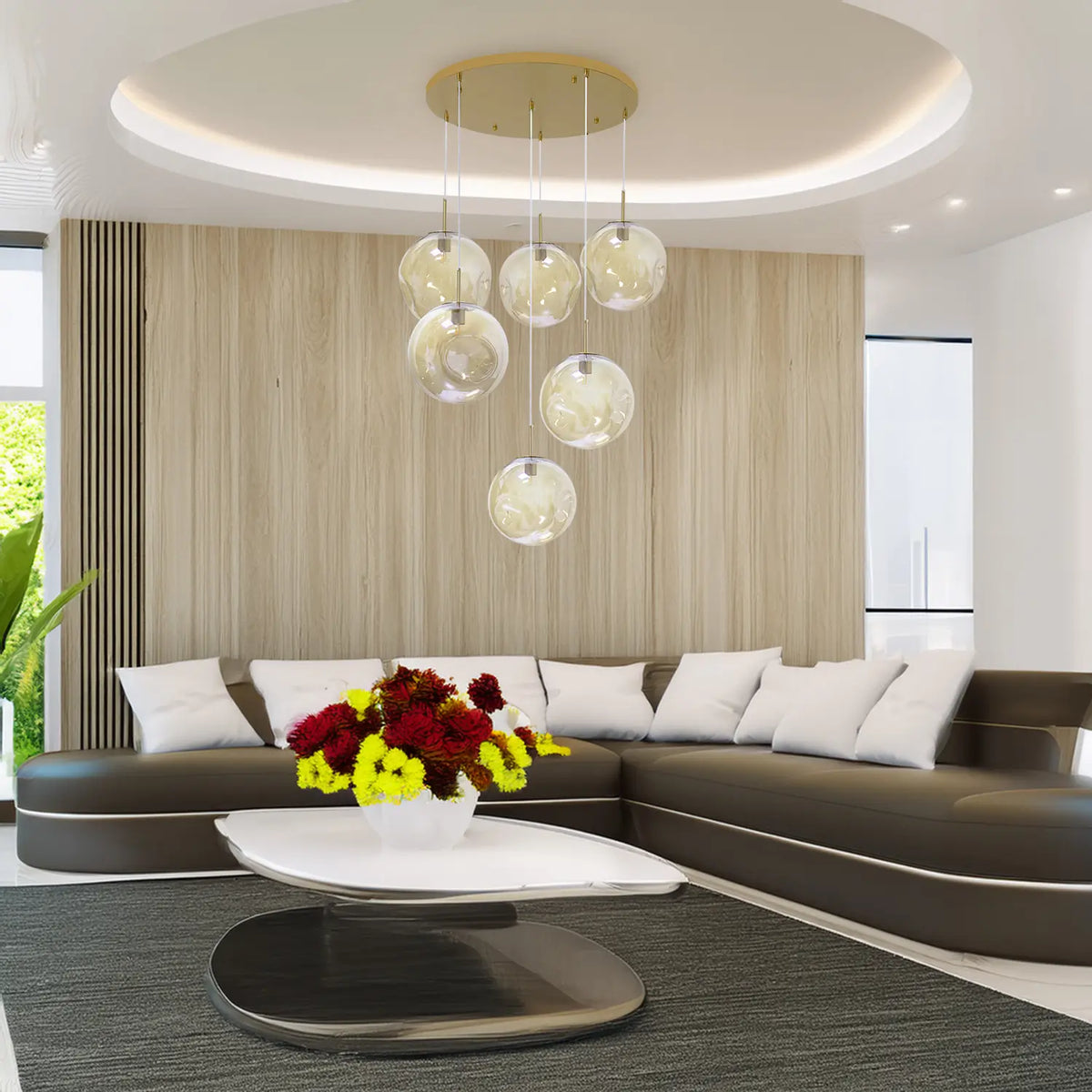 Candil Moderno 2CLDI125 Dorado Ámbar Doble Altura Class Iluminación
