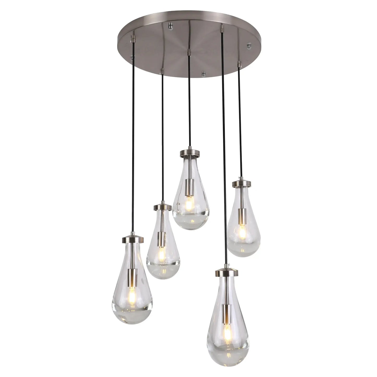 Candil Moderno 2CLDI72 Níquel Satinado con Pantallas de Vidrio Class Iluminación