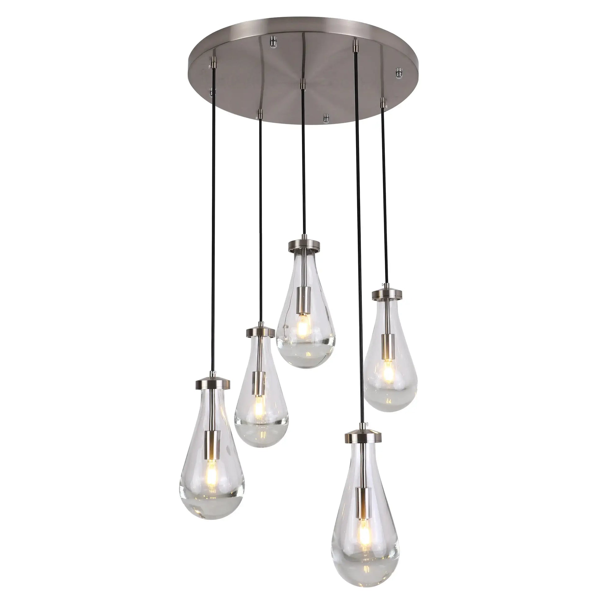 Candil Moderno 2CLDI72 Níquel Satinado con Pantallas de Vidrio Class Iluminación