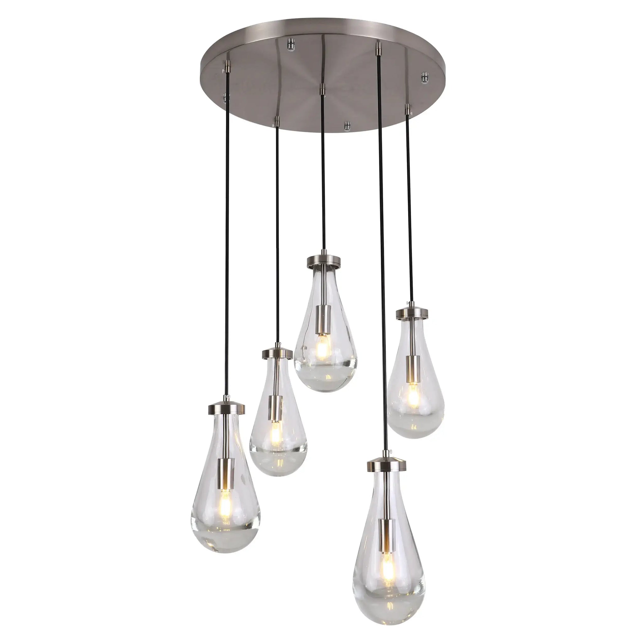 Candil Moderno 2CLDI72 Níquel Satinado con Pantallas de Vidrio Class Iluminación
