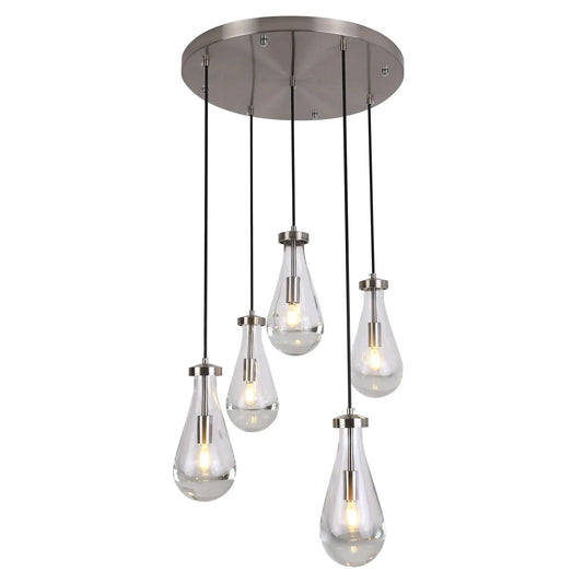 Candil Moderno 2CLDI72 Níquel Satinado con Pantallas de Vidrio Class Iluminación