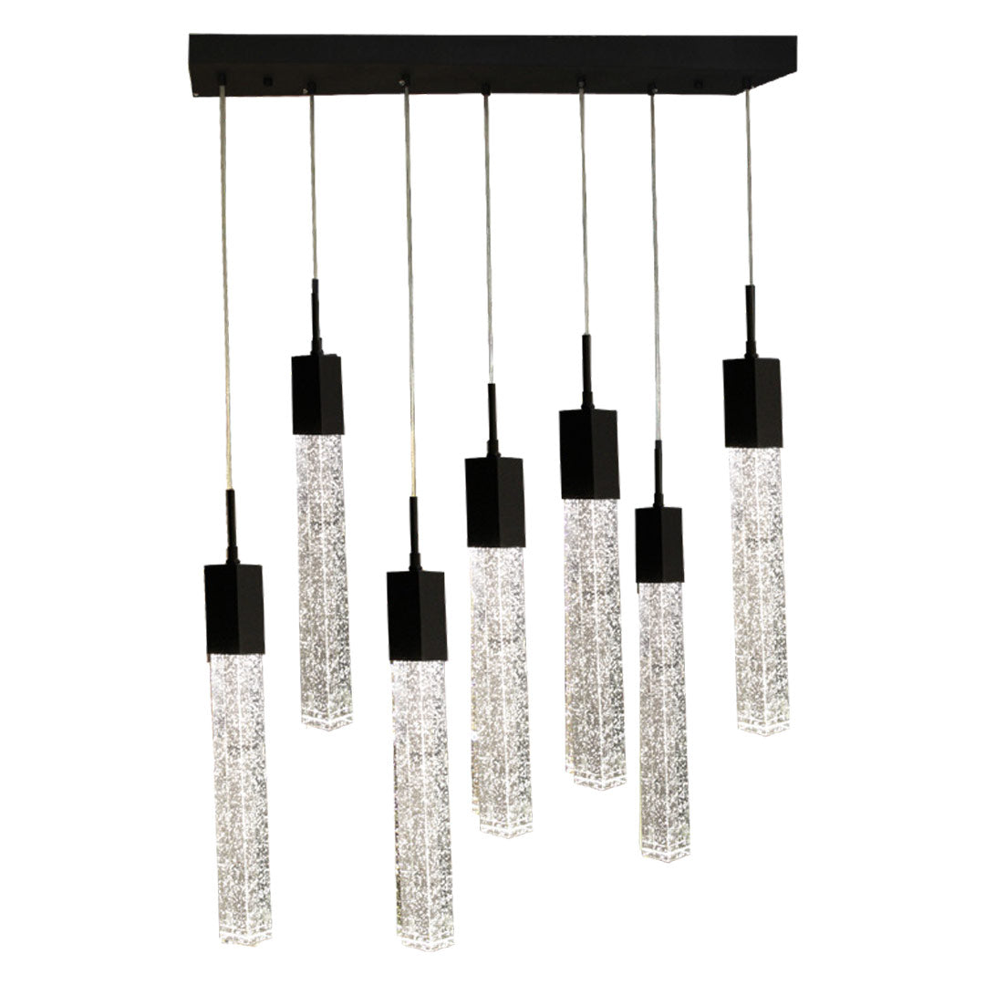 Candil Moderno 2CLDI76 Negro con Cristales Doble Altura