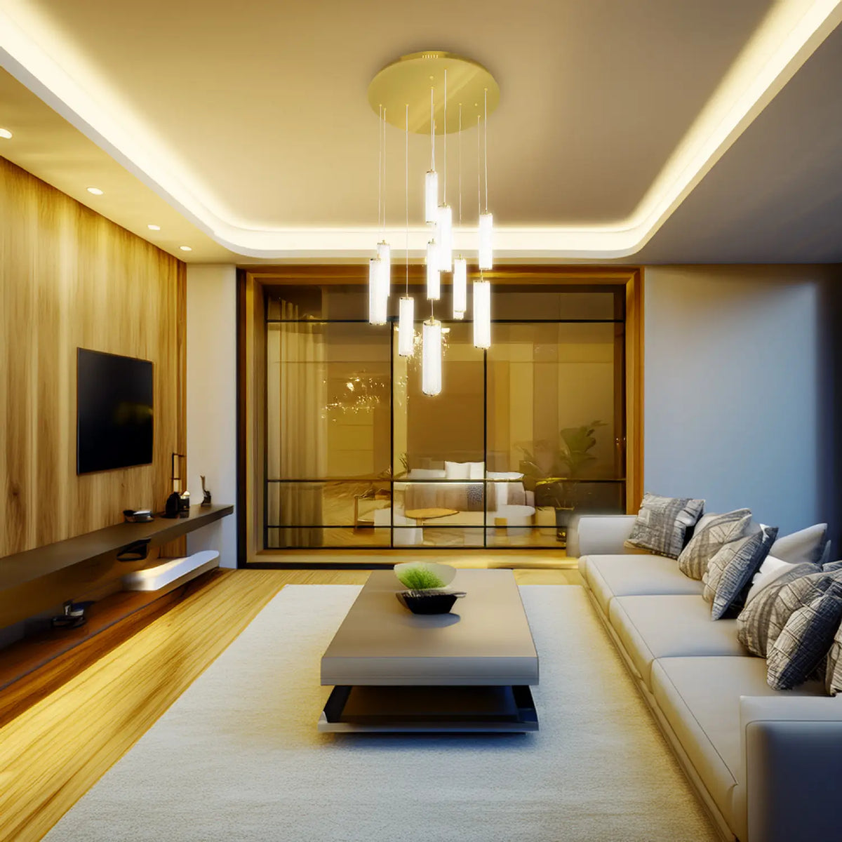 Candil Contemporáneo 2CLOC09 Dorado Doble Altura Class Iluminación