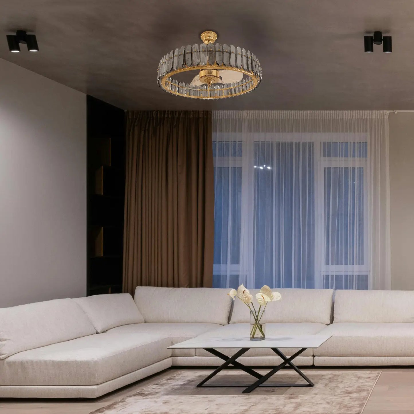 Ventilador Contemporáneo 2CLTP665 Dorado con Cristales Humo Class Iluminación