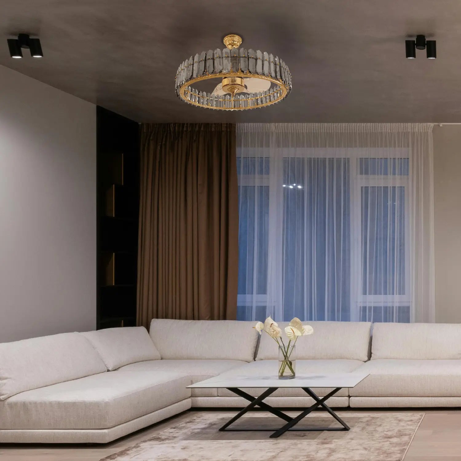 Ventilador Contemporáneo 2CLTP665 Dorado con Cristales Humo Class Iluminación