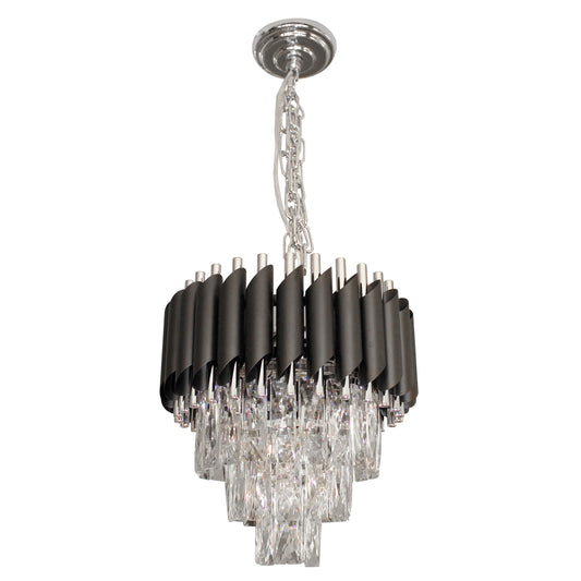 Candil Decorativo 2CLWL19 – Diseño Clásico en Cromo y Negro con Cristales para Espacios Elegantes
