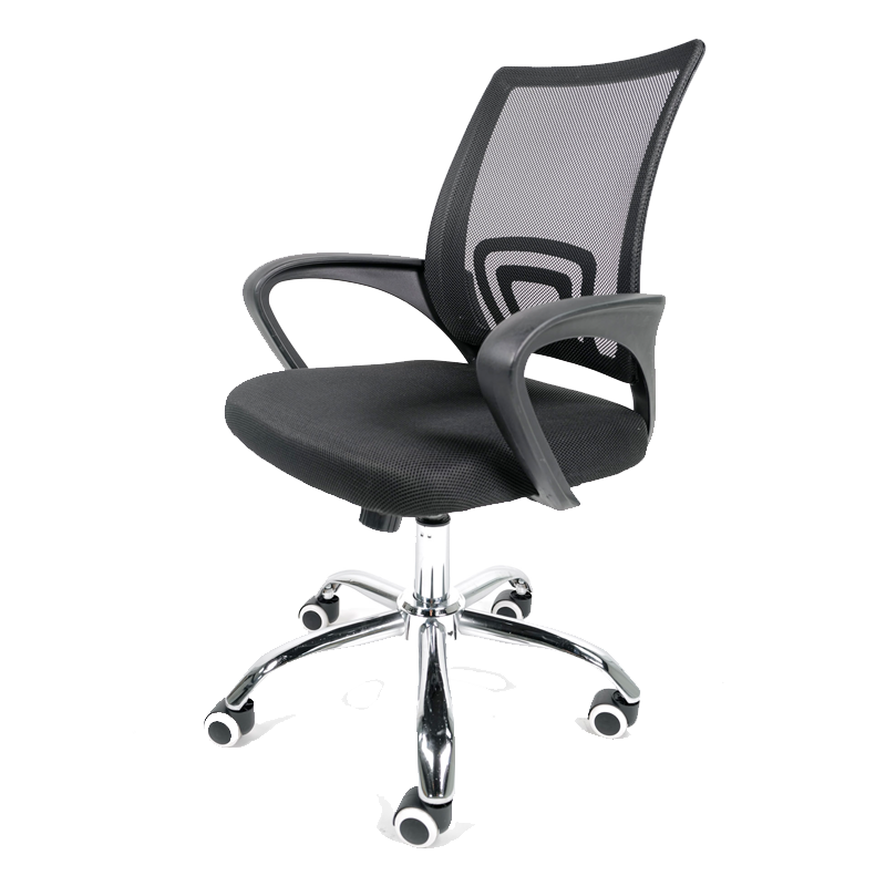 Silla Operativa E102 Mesh Negra – Ergonómica con Base Cromada y Respaldo Transpirable