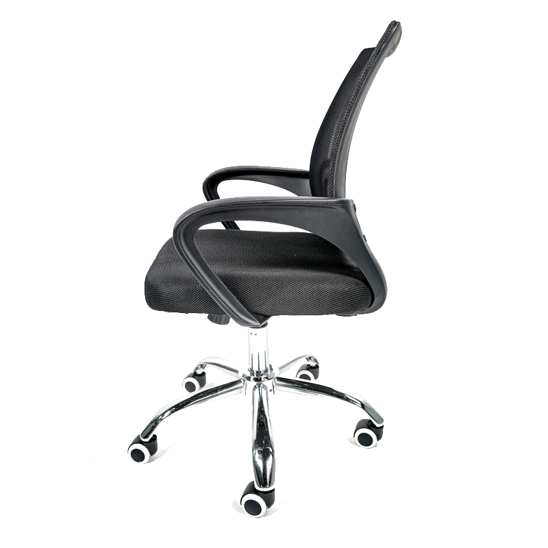 Silla Operativa E102 Mesh Negra – Ergonómica con Base Cromada y Respaldo Transpirable