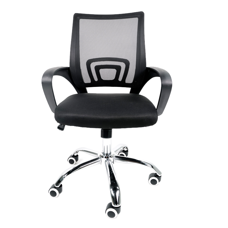 Silla Operativa E102 Mesh Negra – Ergonómica con Base Cromada y Respaldo Transpirable