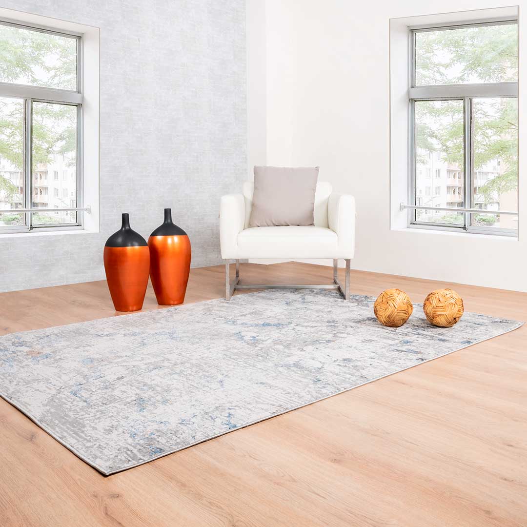 Tapete Decorativo Adara T2255 Crema / Azul – Abstracto · Interior