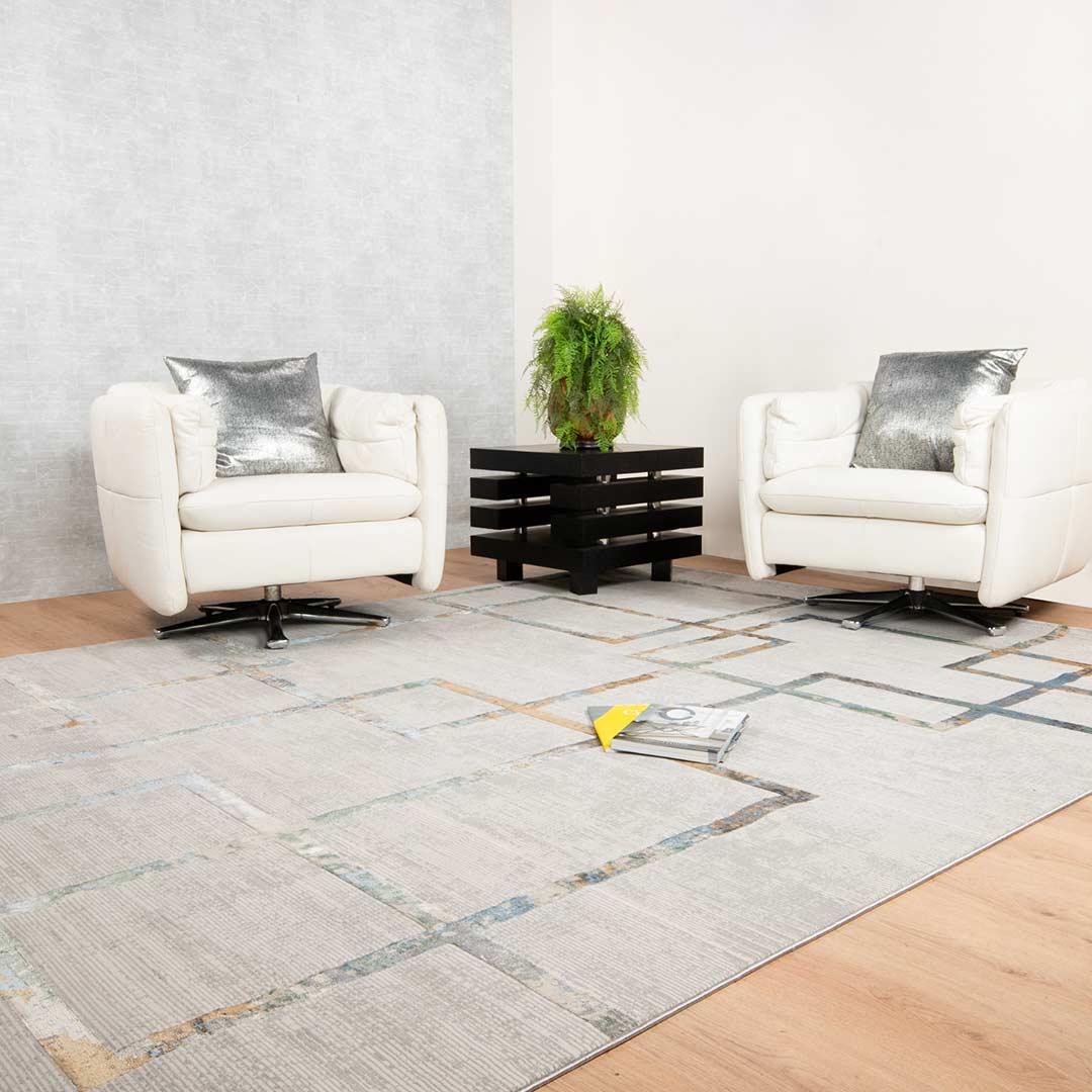 Tapete Decorativo Adara T2261 Verde / Oro – Geométrico · Interior