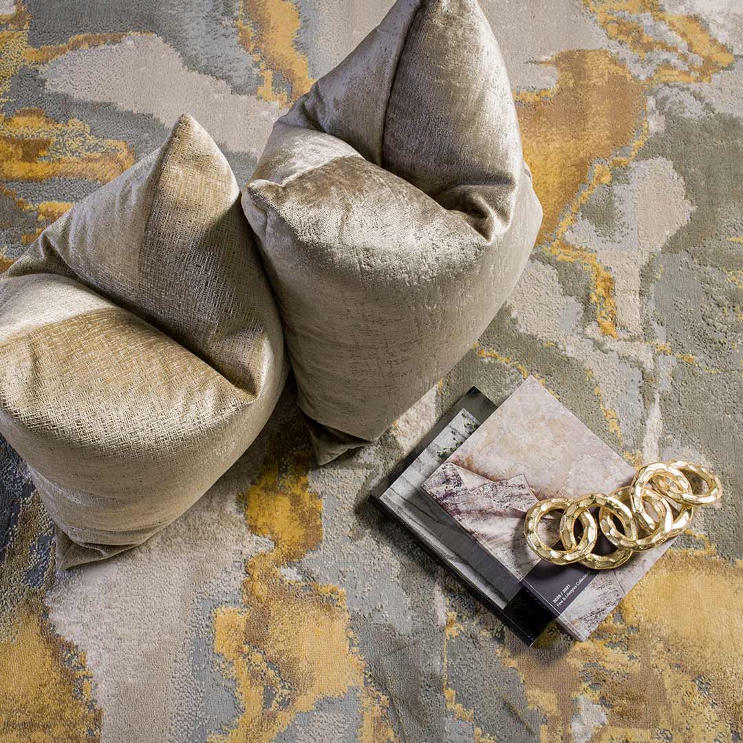 Tapete Decorativo Amira 1012C Gris / Oro – Abstracto · Interior
