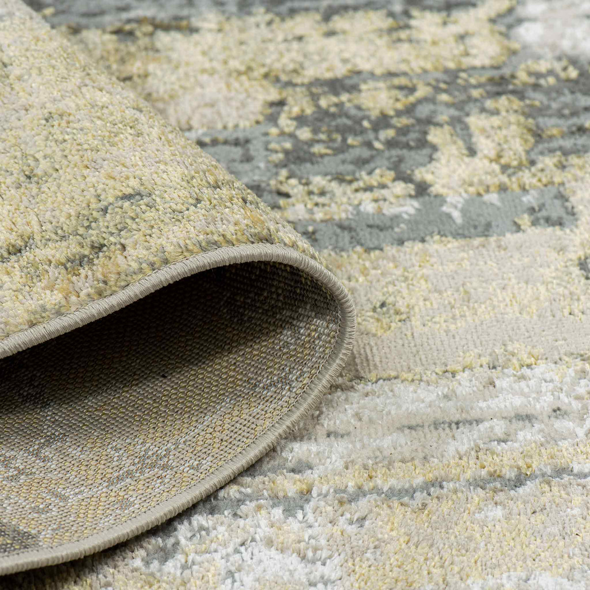 Tapete Decorativo Amira 1037C Dorado / Gris – Abstracto · Interior