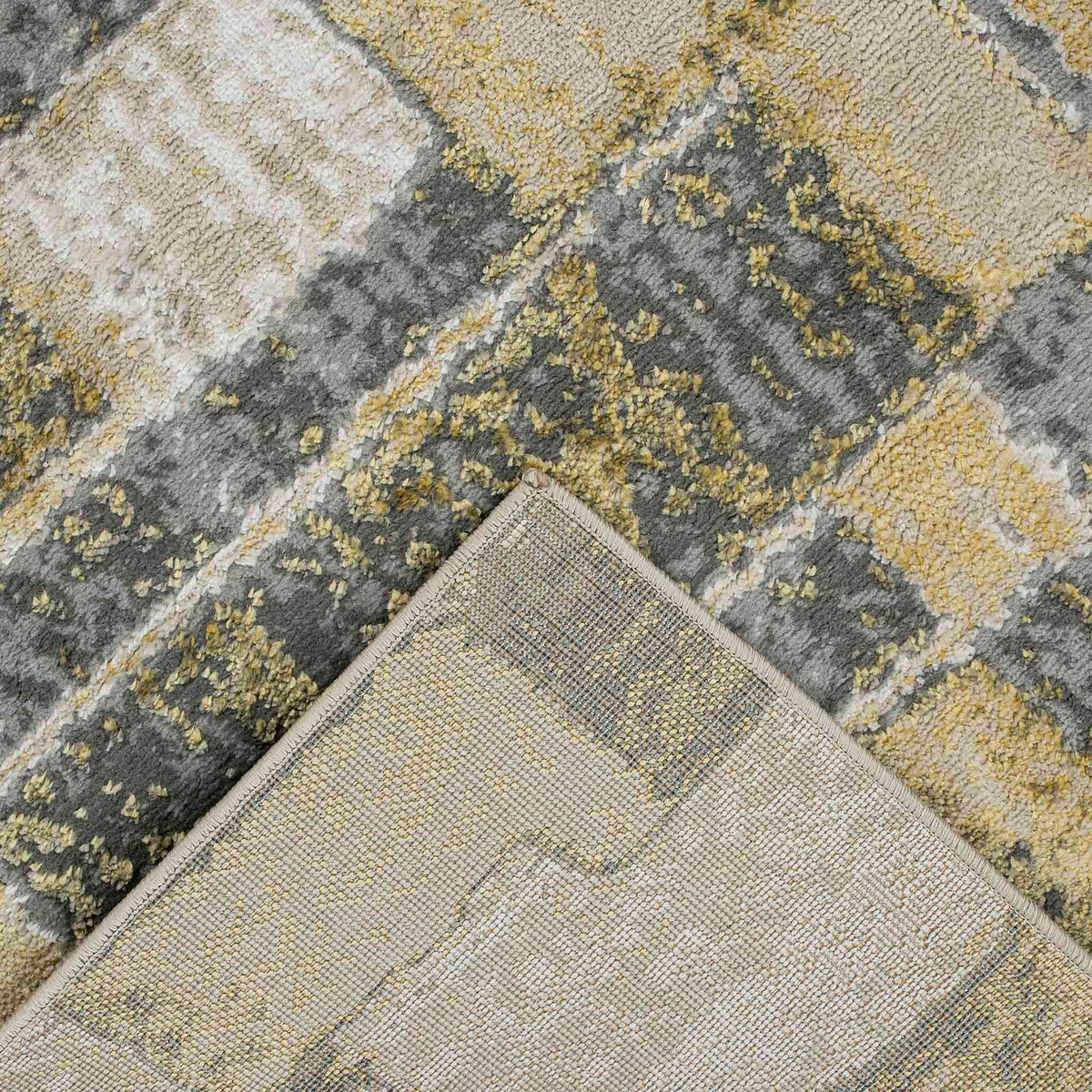 Tapete Decorativo Amira 1037C Dorado / Gris – Abstracto · Interior