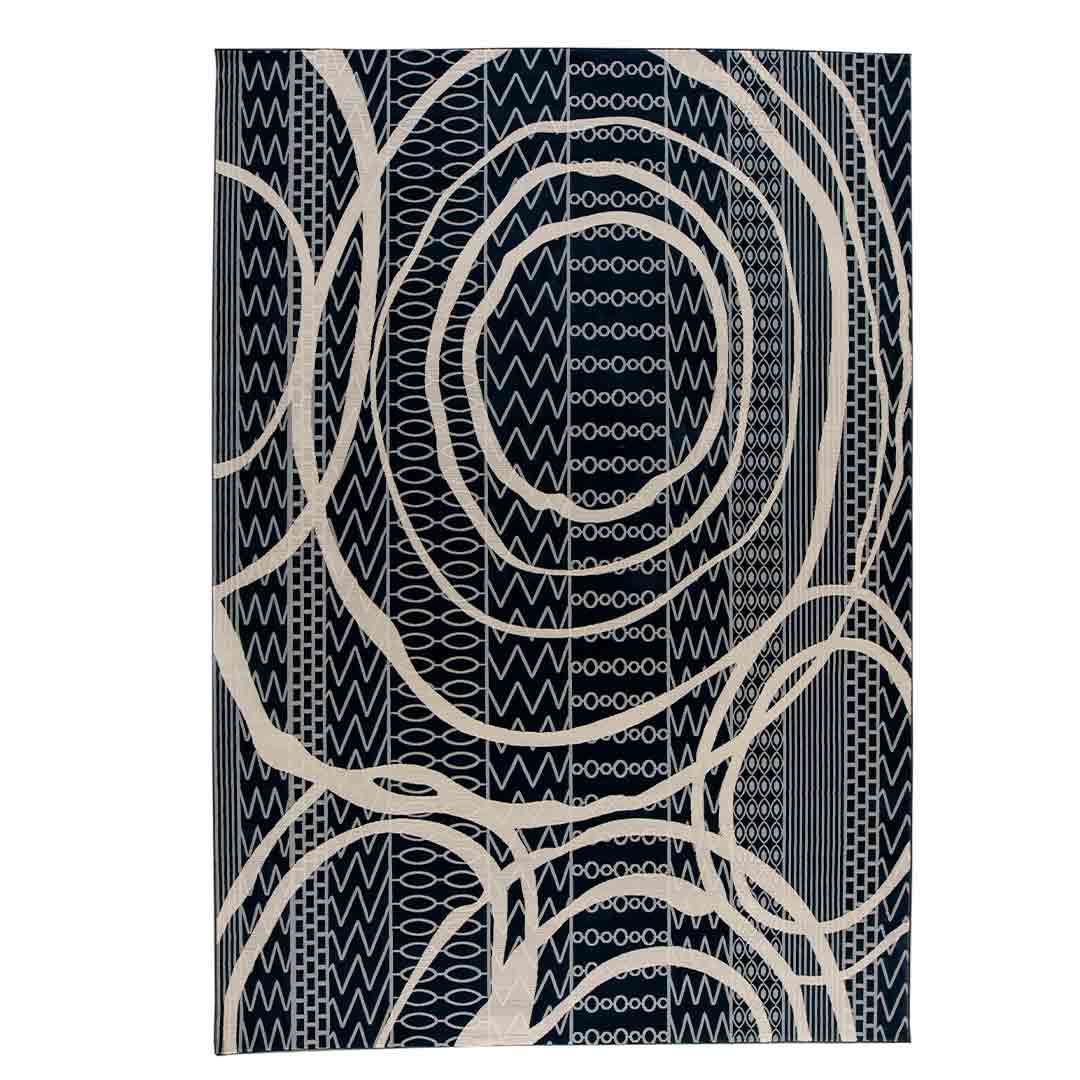 Tapete Decorativo Andora 1071C Azul / Ivory – Geométrico · Interior
