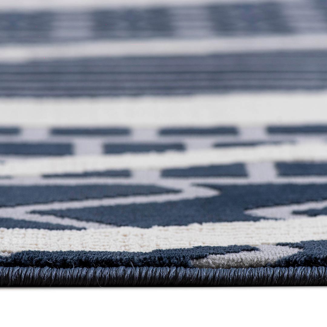 Tapete Decorativo Andora 1071C Azul / Ivory – Geométrico · Interior